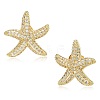 1 Pair Starfish Brass Micro Pave Clear Cubic Zirconia Studs Earrings EJEW-SZ0002-08G-1