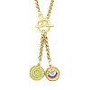 Ion Plating(IP) 304 Stainless Steel Green Yellow Enamel Letter & Eye Pendant Wheat Chain Necklaces STAS-Z102-01G-O-1