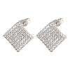 Brass Micro Pave Clear Cubic Zirconia Rhombus Stud Earrings EJEW-G362-09P-1