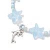 3Pcs 3 Colors Spray Painted Glass Star Beads & Natural Rose Quartz & Amazonite & Green Aventurine Beads Stretch Bracelets for Women BJEW-MZ00175-4