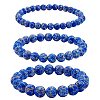 3Pcs 3 Size Synthetic Imperial Jasper Round Beaded Stretch Bracelets Set BJEW-SW00064-33-2