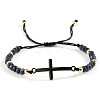 Natural Dyed Gemstone men's Bead bracelet with cross pendant HN1078-1-1