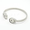 Mens Zinc Alloy Crystal Rhinestone Cuff Rope Bangles Making for Snap Buttons MAK-O004-02-NR-1