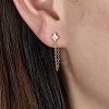 Cubic Zirconia Star with Tassel Dangle Stud Earrings for Women EJEW-F317-15G-3