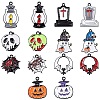 14Pcs 14 Style Halloween Theme Rack Plating Spray Painted Alloy Enamel Pendants ENAM-YW0003-84-1