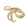 Brass Micro Pave Clear Cubic Zirconia Open Cuff Rings RJEW-F179-02G-2