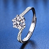 Rhodium Plated 925 Sterling Silver Micro Pave Cubic Zirconia Adjustable Rings AJEW-U007-11P-3