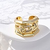 Brass Micro Pave Clear Cubic Zirconia Open Cuff Rings for Women RJEW-G341-05G-01-2