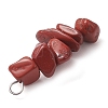 Gradient Color Natural Rhodonite & Natural Red Jasper & Natural Strawberry Quartz Chip Beaded Pendants PALLOY-JF02791-06-5