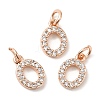 Brass Micro Pave Grade AAA Cubic Zirconia Charms ZIRC-P067-11RG-O-NR-1