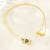 Brass Micro Pave Cubic Zirconia Rectangle with Heart Pendant Adjustable Slider Necklaces KK-CBA4547-08G-5