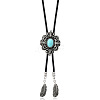 Alloy with Synthetic Turquoise Pendant Waxed Cord Bolo Tie Lariat Necklaces FS-WGCCEF8-01-1
