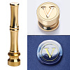 Golden Tone Brass Wax Seal Stamp Head with Bamboo Stick Shaped Handle LS-STAM-K001-05G-V-1