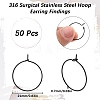 SUNNYCLUE 50Pcs 316L Surgical Stainless Steel Hoop Earring Findings STAS-SC0007-28-2