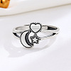 Heart & Moon & Star 925 Sterling Silver Adjustable Rings FS-WGFFD95-01-5