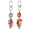 Halloween Skull Dyed Synthetic Turquoise Pendant Decorations HJEW-TA00170-1