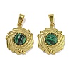 Ion Plating(IP) 304 Stainless Steel Pave Synthetic Malachite Pendants STAS-U024-15G-05-1