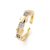 Brass Micro Pave Clear Cubic Zirconia Cuff Finger Rings for Women RJEW-C116-05G-4