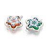 Polymer Clay Flower & CCB Frame Links Connector Charms CLAY-T022-19B-2