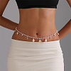 Natural Shell  and Iron Starfish Tassel Imitation Pearl Link Chain Waist Chains for Women AJEW-CP0011-35B-6