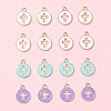 16Pcs 4 Colors Light Gold Plated Alloy Enamel Pendants ENAM-FS0001-85-7