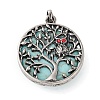 Synthetic Turquoise Tree of Life with Owl Pendants G-L524-15AS-03-1