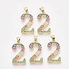 Brass Cubic Zirconia Pendants ZIRC-S062-01B-2-1