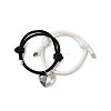 2Pcs 2 Color Magnet Alloy Matching Heart Charm Bracelets Set BJEW-E011-03BP-02-2