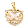 Brass Micro Pave Cubic Zirconia and Shell Pendants KK-K388-82G-1