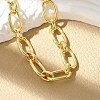 Brass Oval Link Chain Bracelets for Women Men BJEW-K273-15G-3