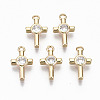 Brass Micro Pave Cubic Zirconia Tiny Cross Charms KK-S359-023-RS-1