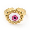 Acrylic Sun with Evil Eye Open Cuff Ring RJEW-B042-07G-2