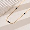 Fashionable Vintage Simple Brass & Black Bead Link Chain Women's Long Necklaces PN4566-3-1