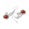 Natural Red Jasper Rabbit Dangle Earrings EJEW-A092-05P-13-3