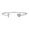 Anti-Tarnish Heart & Letter Rhodium Plated 925 Sterling Silver Micro Pave Cubic Zirconia Cuff Bangles for Women BJEW-C062-01T-P-1