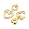 Hollow Heart Brass Pave Clear Cubic Zirconia Dangle Earrings EJEW-M258-26G-2