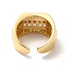 Clear Cubic Zirconia Multi Line Open Cuff Ring RJEW-C041-01G-3