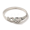 Brass Pave Clear Cubic Zirconia Leopard Hinged Bangle for Women BJEW-K246-11P-2