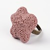 Adjustable Star Lava Rock Gemstone Finger Rings RJEW-I007-04-2