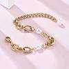 304 Stainless Steel Cable & Cuban Link Chain Braclets for Women BJEW-C089-07G-3