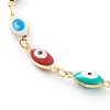 Brass Enamel Evil Eye Link Chain Bracelets & Necklaces Jewelry Sets SJEW-JS01185-9