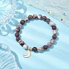 8mm Round Natural Plum Blossom Tourmaline Beaded Stretch Bracelets BJEW-JB10469-02-2