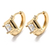 Brass with Clear Cubic Zirconia Hoop Earrings EJEW-B035-28KCG-1