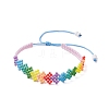 Handmade Rainbow Glass Seed Beads Braided Beaded Bracelets BJEW-MZ00131-2