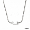 Stainless Steel Rhinestone Rectangle Pendant Necklaces PW-WG40426-02-1