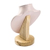 Bust Shaped Microfiber & Wood Jewelry Necklace & Earrings Display Stands NDIS-H042-01A-03-2