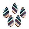 Transparent Resin & Walnut Wood Pendants X-RESI-E050-13-1
