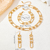 Women's Iron Oval Link Necklaces & Bracelets & Dangle Earrings Sets WGCC5AB-01-3