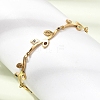 304 Stainless Steel Colorful Rhinestone Leaf Link Chain Bracelets SA-CBAF6AD-12G-3