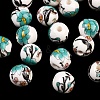 Floral Printed Porcelain Beads PORC-Q199-8mm-17-1